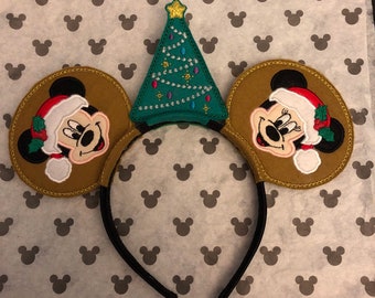 Christmas Santa Mickey Minnie Mouse Ears Disney inspired