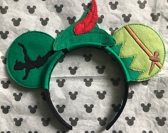 Peter Pan never grow up neverland flying boy Disney inspired Mickey Minnie Mouse Ears