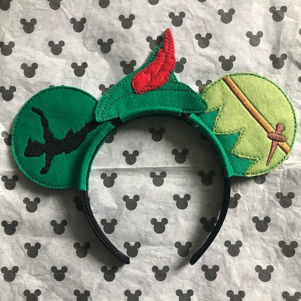 Peter Pan never grow up neverland flying boy Disney inspired Mickey Minnie Mouse Ears