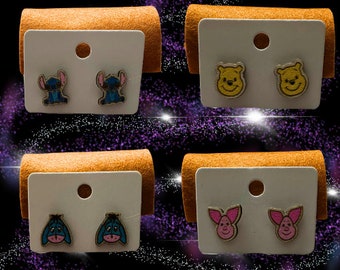 Character inspired stud earrings - Disney inspired - Pooh Eeyore Piglet Stitch