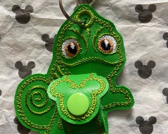 Pascal lizard chameleon Rapunzel long haired princess friend mickey Mouse disney inspired ear holder or carrier for lanyard, bag, belt.