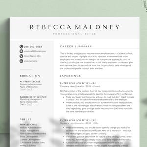 Professional Resume Template for Google Docs, Word, Pages | Clean Resume Template, CV Template, Modern Resume Template, Instant Download