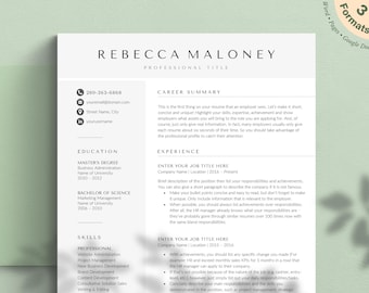 Professional Resume Template for Google Docs, Word, Pages | Clean Resume Template, CV Template, Modern Resume Template, Instant Download