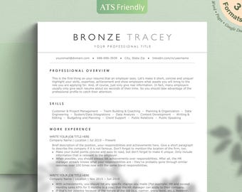 ATS Resume Template for Word, Pages, Google Docs (Instant Download)