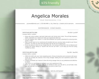 ATS Resume Template for Word, Pages, Google Docs (Instant Download)