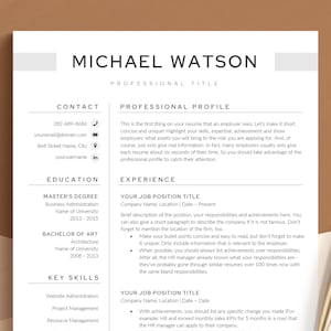 Professional Resume Template for Word, Pages, Google Docs | 1-3 Page Modern Resume Template | Clean CV Template | Instant Download