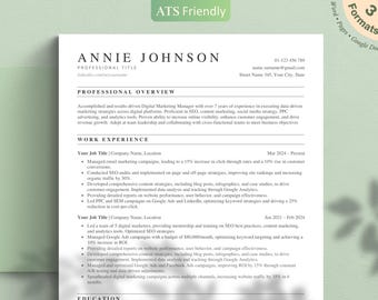 ATS Resume Template: Modern CV Design for Word, Pages, Google Docs