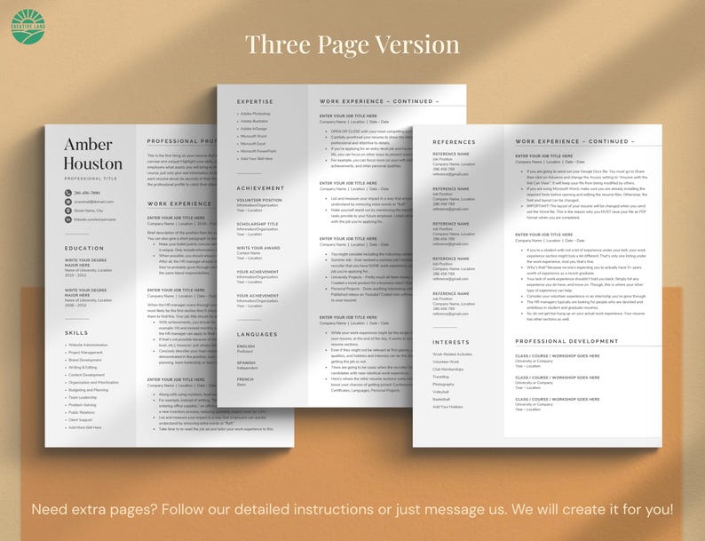 Resume Template for Word, Pages, Google Docs - Professional & Modern CV Design image 4