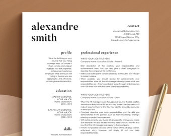 Simple Resume Template for Word & Pages | Classic Resume Template, Basic Resume, Minimalist Resume, Unique Resume | Instant Download
