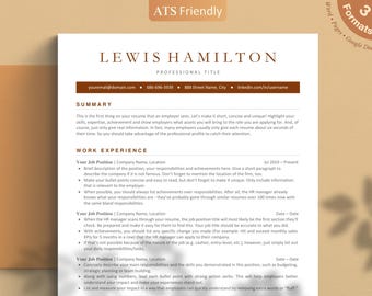 Modern ATS Resume Template for Microsoft Word, Pages, Google Docs, Instant Download