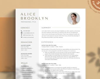 Modern Resume Template Suite: Photo CV, Cover Letter (Microsoft Word, Pages, Google Docs)