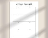 Weekly Planner, Portrait Weekly Planner, Minimalist Design | Monday & Sunday Start | US Letter, Half, A4, A5 | PDF and PNG Instant Download