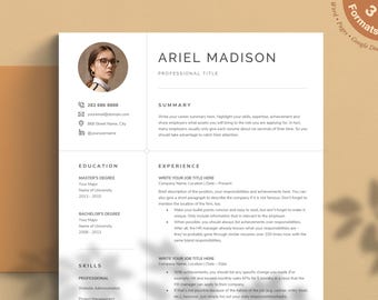 Modèle de CV moderne : conception de CV professionnel avec lettre de motivation (téléchargement instantané)
