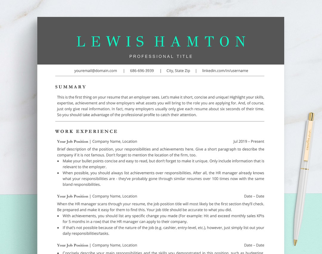 Modern ATS Resume Template ATS Optimized Resume Template Etsy