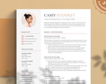 Modern Resume Template for Word, Pages, Google Docs (Instant Download)