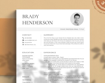 Modern CV-mall med personligt brev (digital nedladdning)