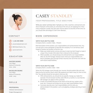 Resume Template with Picture for Word, Pages, Google Docs | Modern Clean Resume, Professional CV Template, Headshot Resume, Instant Download