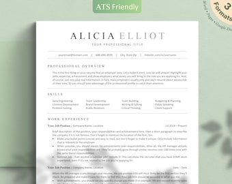 ATS Resume Template, Modern Professional CV (Word, Pages, Google Docs)