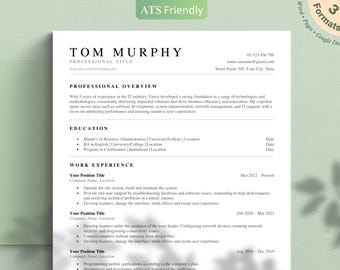 ATS Resume Template: Modern, Simple CV for Word, Google Docs, Pages