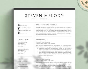 Modern Resume Template for Word, Pages, Google Docs