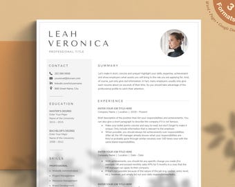 Professional Resume Template for Microsoft Word: Cover Letter, References (Digital Download)