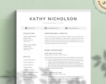 Modern Resume Template for Word, Pages, Google Docs (Instant Download)
