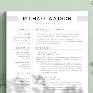 Professional Resume Template for Word, Pages, Google Docs | 1-3 Page Modern Resume Template | Clean CV Template | Instant Download