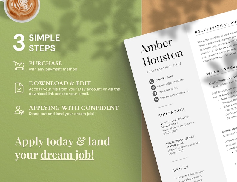 Resume Template for Word, Pages, Google Docs - Professional & Modern CV Design image 10