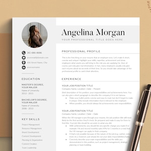 CV-mall med bild | CV-mall för Word, Pages, Google Docs | Modern CV-mall + personligt brev, referenser