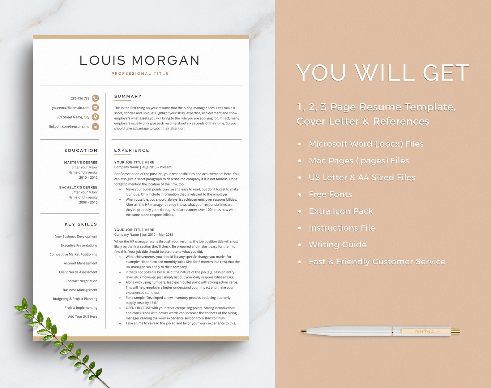 Professional Resume Template Modern Resume Template for - Etsy