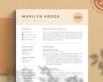 Modern Resume Template, Professional CV Design for Word, Pages, Google Docs