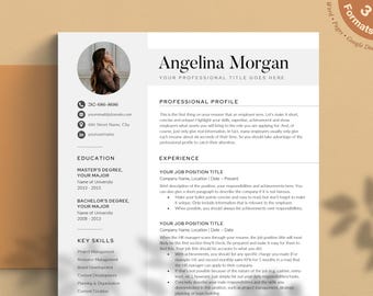Resume Template with Picture | Resume Template for Word, Pages, Google Docs | Modern Resume CV Template + Cover Letter, References
