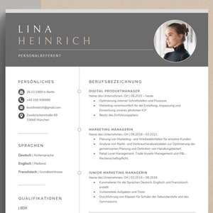 Lebenslauf Vorlage für Word und Pages, Bewerbungsvorlage Deutsch, Moderner Lebenslauf, Anschreiben, Anlagen, Deckblatt, Bewerbung