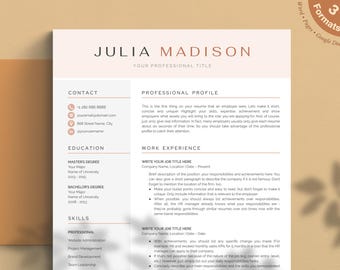 Modern Resume Template: Google Docs, Word, Pages + Cover Letter (Instant Download)