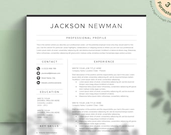 Classic Resume Template for Word, Pages, Google Docs (Instant Download)