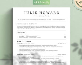 ATS Friendly Resume Template: Modern CV Design for Word, Pages, Google Docs