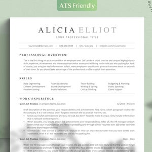 ATS Resume Template for Word, Pages, Google Docs | Clean ATS Resume Template | Modern ATS Friendly Resume | Simple Resume, Basic Resume