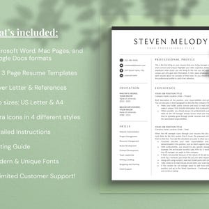 Modern Resume Template for Word, Pages, Google Docs - Etsy