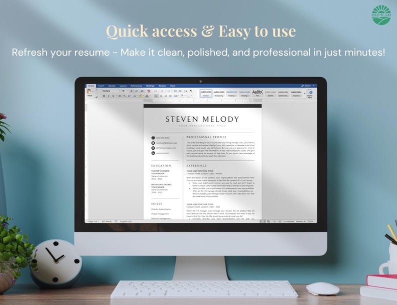 Modern Resume Template for Word, Pages, Google Docs - Etsy Australia