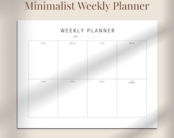 Landscape Weekly Planner, Minimalist Aesthetic Planner | Monday & Sunday Start | US Letter, Half, A4, A5 | PDF and PNG Instant Download