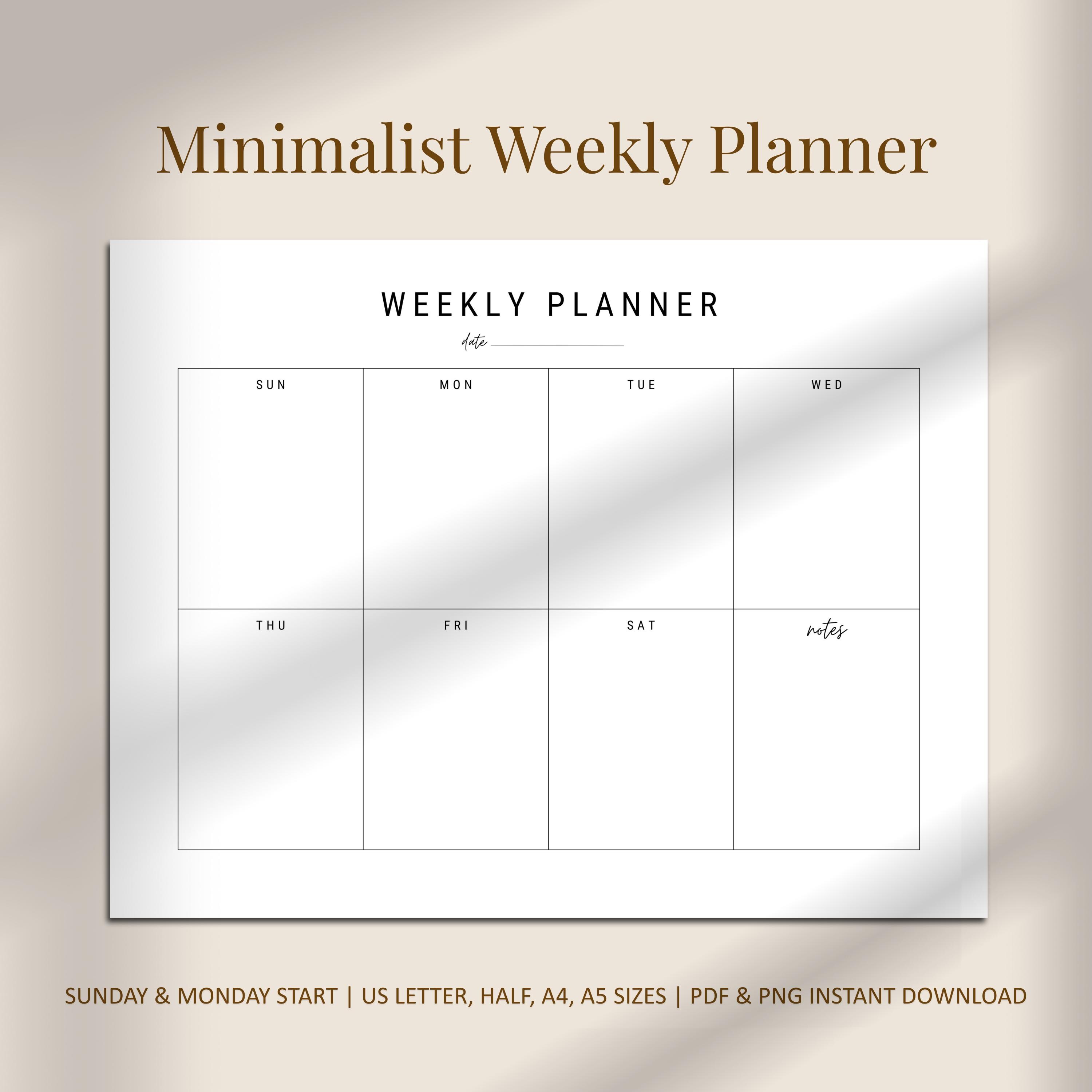 Landscape Weekly Planner, Minimalist Aesthetic Planner | Monday ...