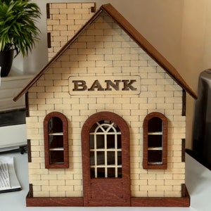 Handgemaakte spaarpot, unieke spaarpot, schattig spaarpotcadeau, cadeau voor kinderen, cadeau voor volwassenen, bankdecor, dorpshuis