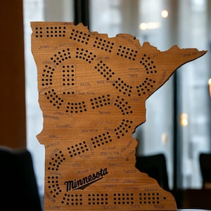 Minnesota Cribbage Board, Laser Engraved Wooden Game, Perfect for Family Game Night, Unique Gift for Board Game Lovers, Cribbage Lover