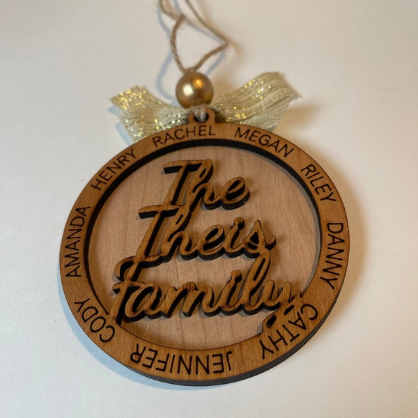Personalized Family Name Ornament, Laser Engraved Keepsake, Ideal for Family Reunion Souvenir, Memorable Gift