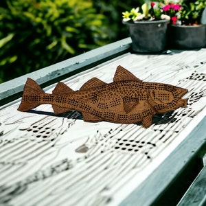 Placa de cribbage de peixe de bacalhau, jogo de madeira gravado a laser, perfeito para a noite de jogos em família, presente exclusivo para amantes de jogos de tabuleiro