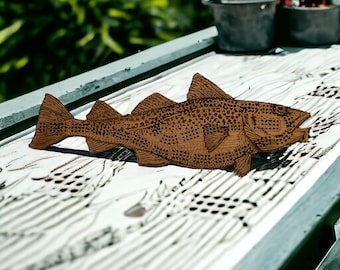 Kabeljau Fisch Cribbage Brett, Laser graviertes Holzspiel, Perfekt für die Familienspielenacht, Einzigartiges Geschenk für Brettspielliebhaber