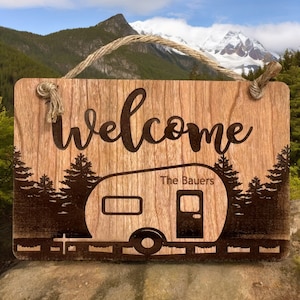 Custom Engraved Wooden Sign for RV, Home is where you park it, Cherry Wood, Sign For Camper, Gift for Camping Friends, RV Owner Gift