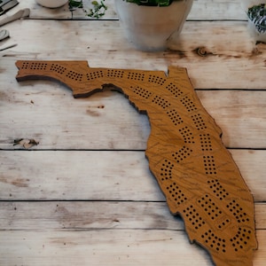 Florida Cribbage Brett, Laser graviertes Holzspiel, Perfekt für die Familienspielnacht, einzigartiges Geschenk für Brettspielliebhaber