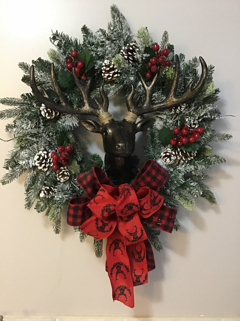 Country Wreath With Deer Head - Etsy