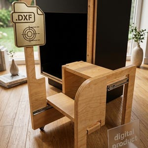 CNC Folding Ladder Stool Plans, Hidden Kitchen Step Stool, Narrow Space Ladder, DXF & Aspire Files, CNC Woodworking Plans, Digital Download